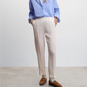 Mango Cream White Flowy Suit Pants Size Medium NEW WITH TAGS